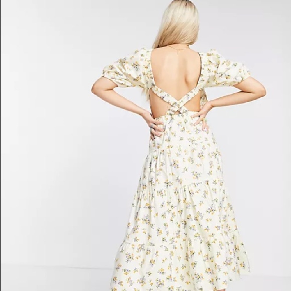 NWT Cotton Tiered Maxi Dress In Ditsy Floral Print - Picture 2 of 7